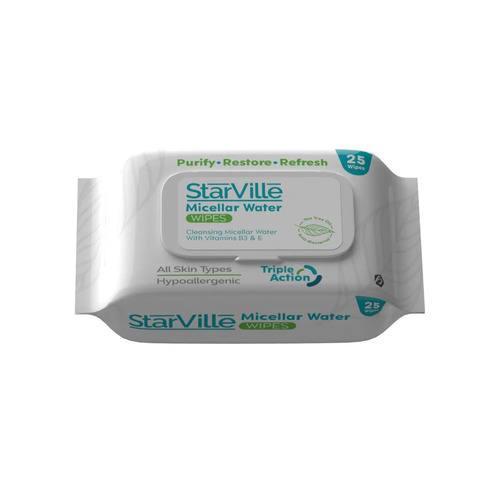 ستارفيل مناديل ميسلر 50منديل / Starville Micellar Cleansing Wipes 50 Wipes